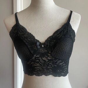 Vintage Lace Half Camisole Bralette Top By Gaviota Size Medium Black